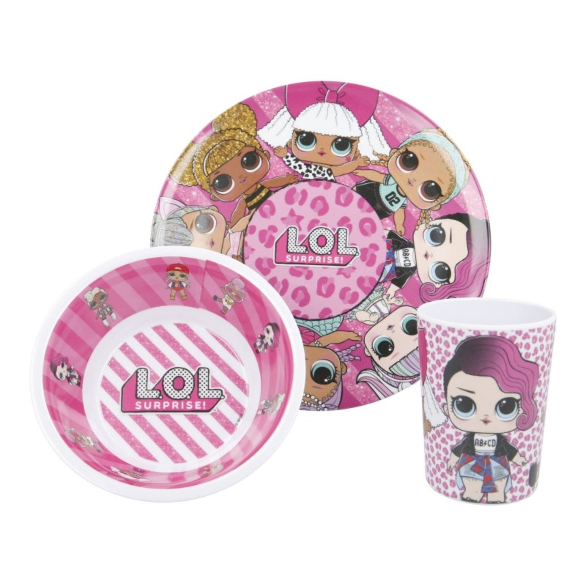 3-Piece LOL SURPRISE Melamine Set: Cup, Plate, and Bowl
