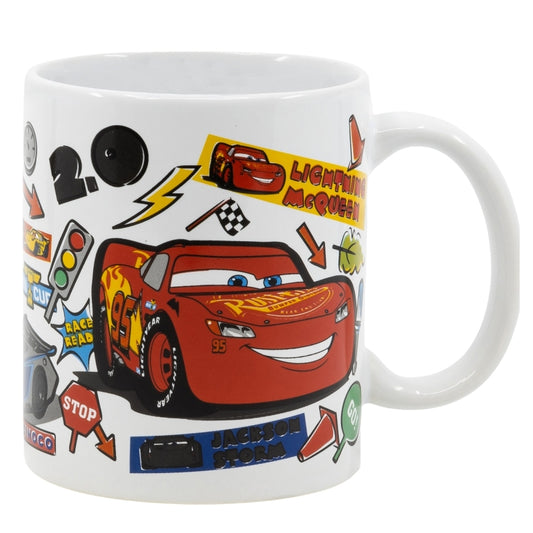 TAZA CERAMICA SB 325 ML EN CAJA CARS STICKERS - Imagen 1