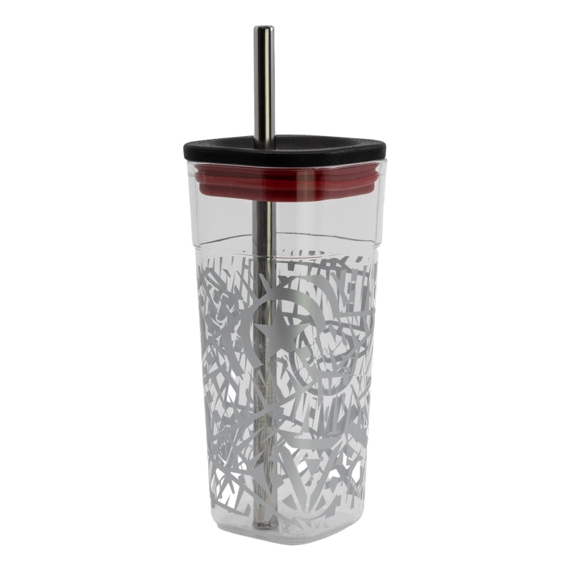 VASO ACRILICO CUBE CON PAJITA DE ACERO INOXIDABLE 540 ML MARVEL YOUNG ADULT - Imagen 1