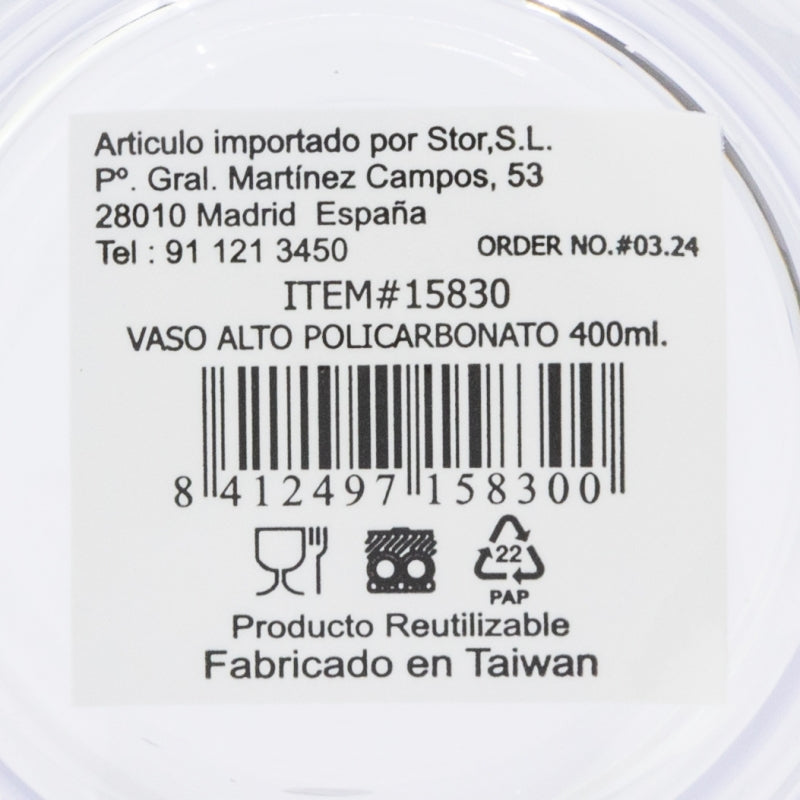 VASO ALTO PC 400 ML.