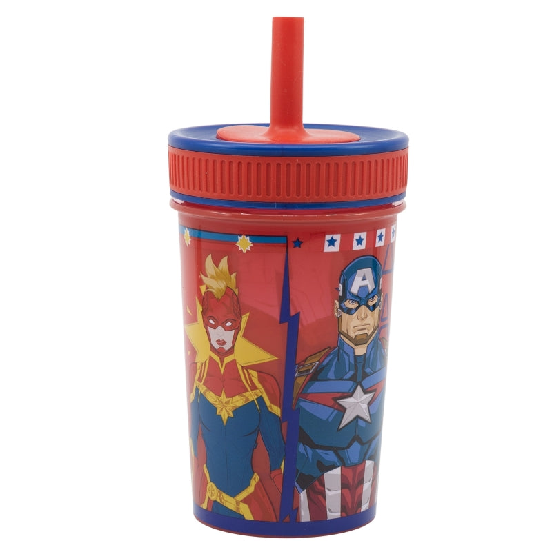 VASO CON PAJITA DE SILICONA 465 ML AVENGERS INVINCIBLE FORCE - Imagen 1
