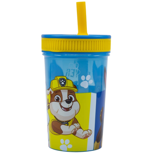 VASO CON PAJITA DE SILICONA 465 ML PAW PATROL PUP POWER - Imagen 1
