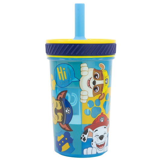 VASO PP ANTIVUELCO CON PAJITA DE SILICONA 370 ML PAW PATROL BOY HI THERE - Imagen 1