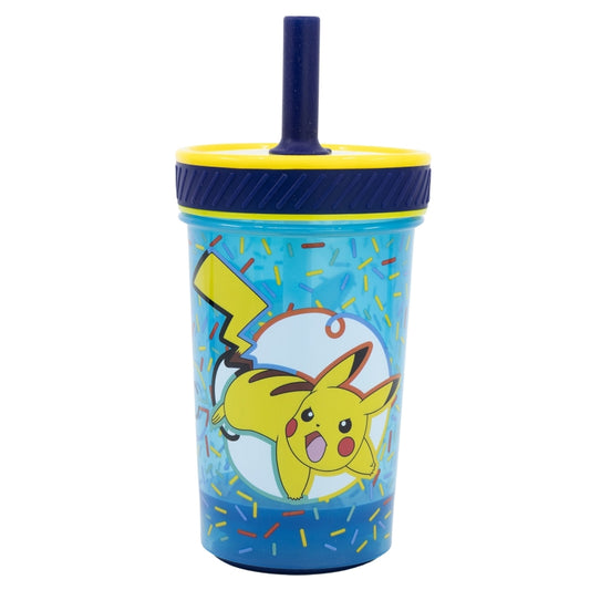 VASO PP ANTIVUELCO CON PAJITA DE SILICONA 370 ML POKEMON DOODLE GRIP - Imagen 1