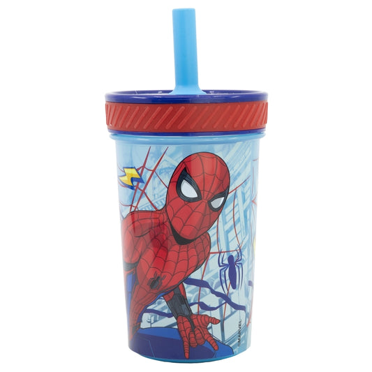 VASO PP ANTIVUELCO CON PAJITA DE SILICONA 370 ML SPIDERMAN DIMENSION - Imagen 1