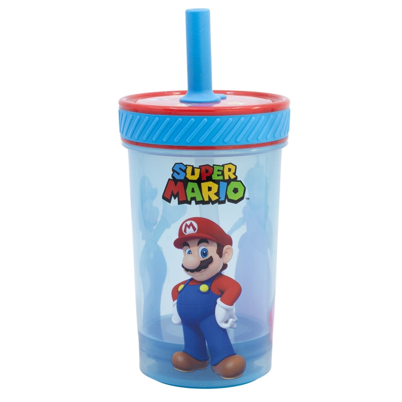 VASO PP ANTIVUELCO CON PAJITA DE SILICONA 370 ML SUPER MARIO FUN EMOTION - Imagen 1